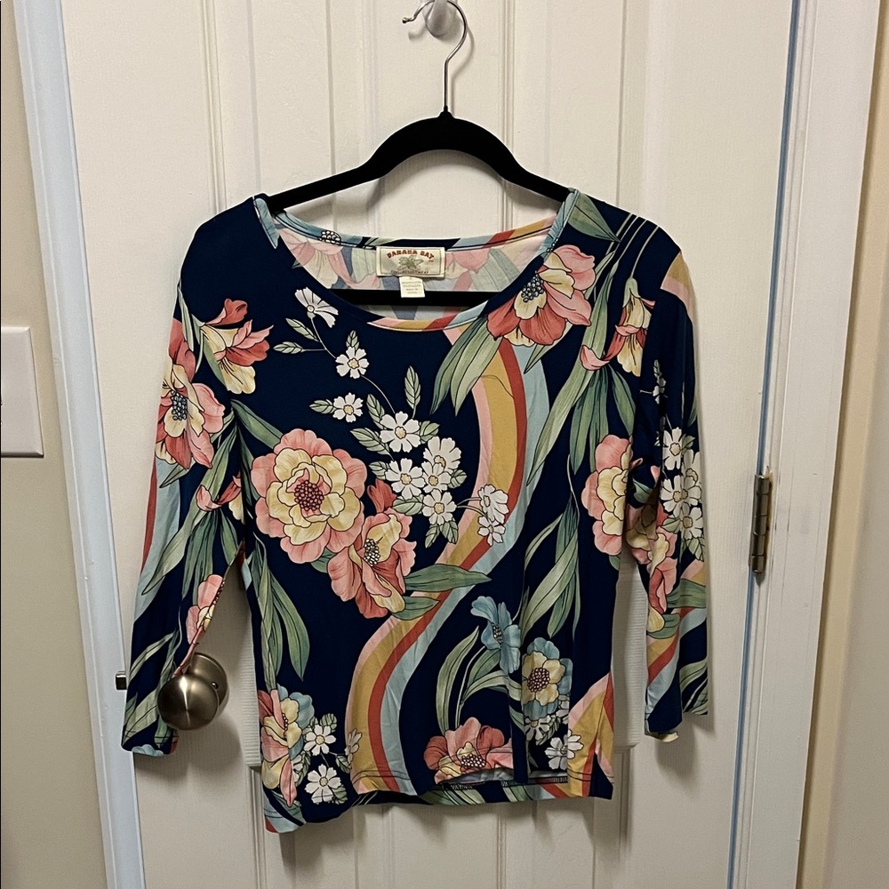Banana Bay Navy Floral Blouse